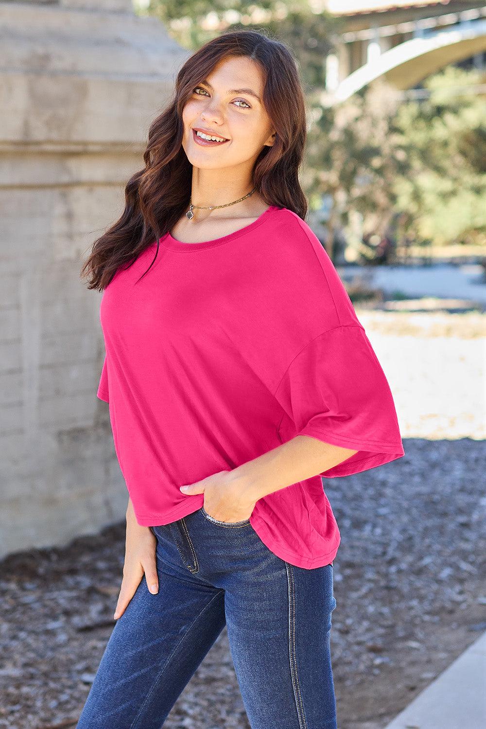 Basic Bae Full Size Round Neck Drop Shoulder T-Shirt Carauana Store