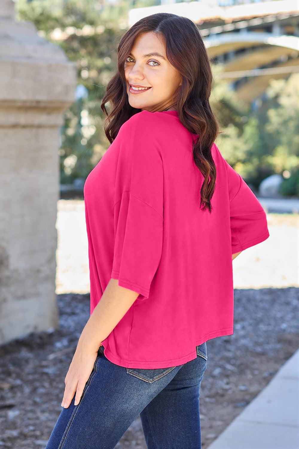 Basic Bae Full Size Round Neck Drop Shoulder T-Shirt Carauana Store