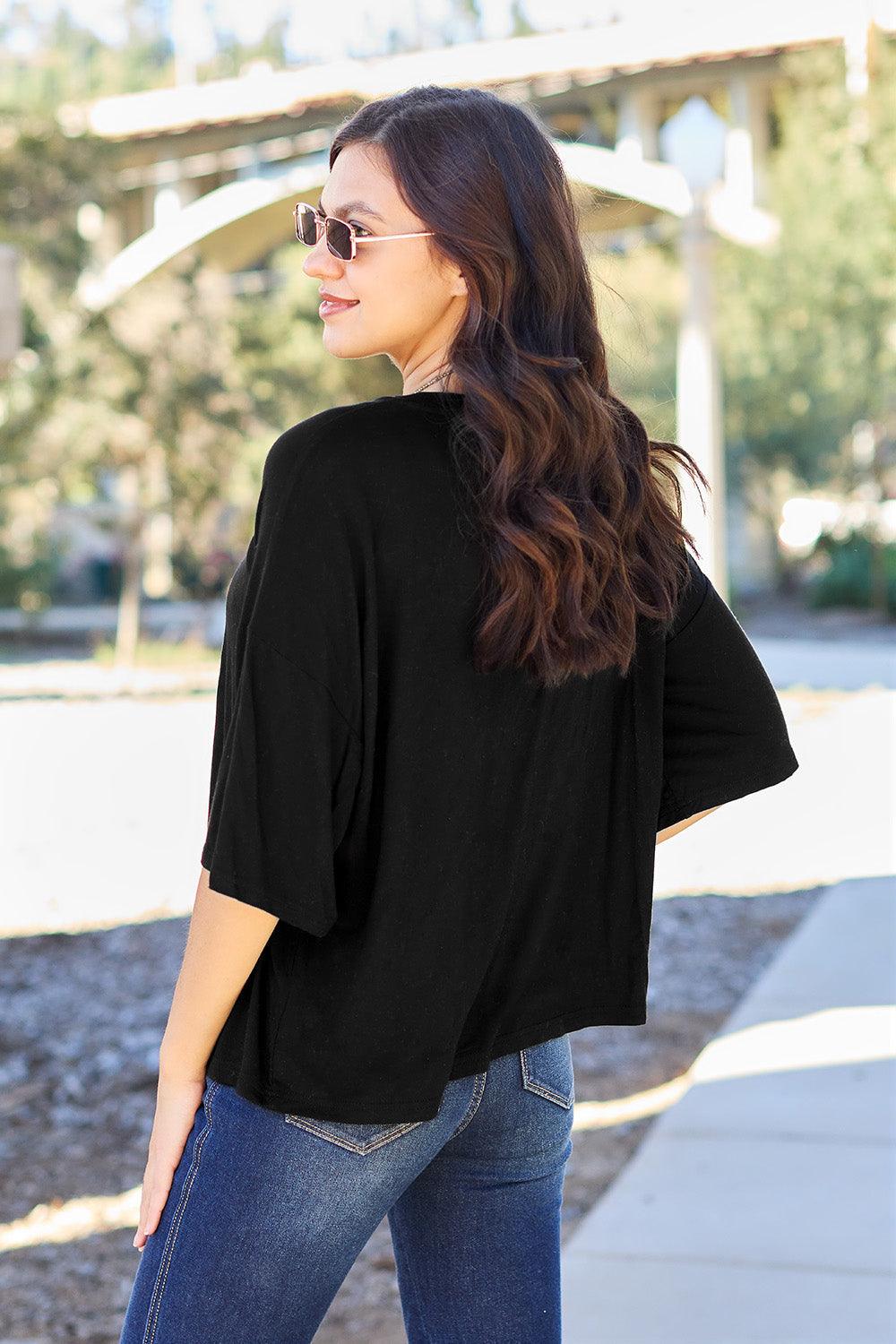 Basic Bae Full Size Round Neck Drop Shoulder T-Shirt Carauana Store