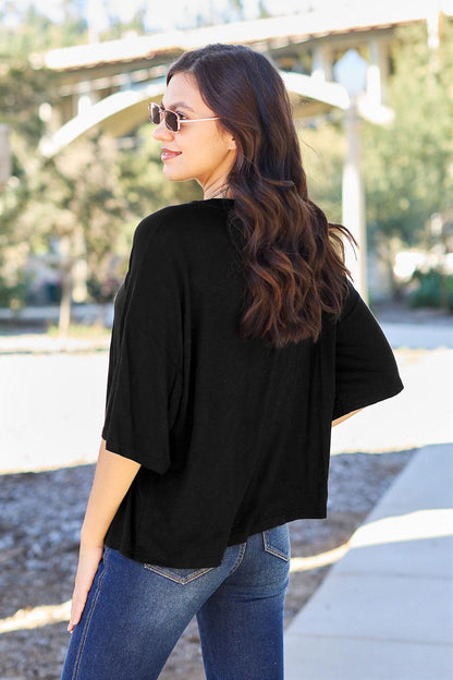 Basic Bae Full Size Round Neck Drop Shoulder T-Shirt Carauana Store
