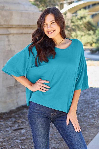 Basic Bae Full Size Round Neck Drop Shoulder T-Shirt Carauana Store