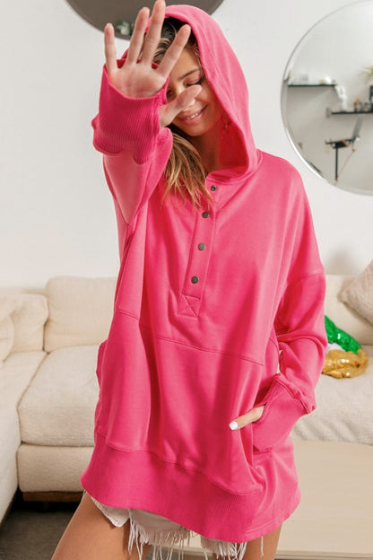 BiBi Half Snap Thumbhole Long Sleeve Hoodie Carauana Store