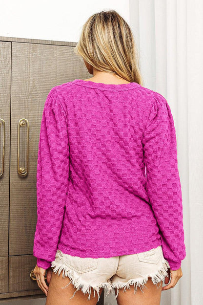 BiBi Round Neck Brushed Checker Top Carauana Store