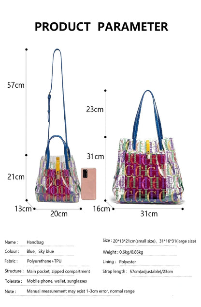 CH Women’s PVC Bucket Bag Large Capacity Beach & Everyday Tote