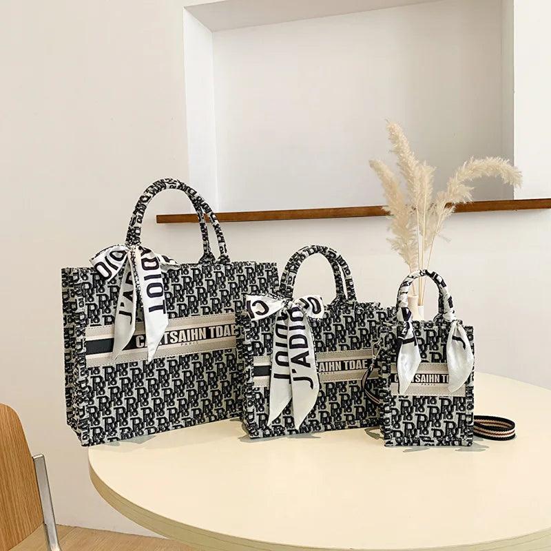 Carauana CARTSAIHN TDAE Canvas Tote Handbag | Floral Embroidery | Free Tracked Shipping | Christmas Birthday Gift Travel Accessories Carauana Store