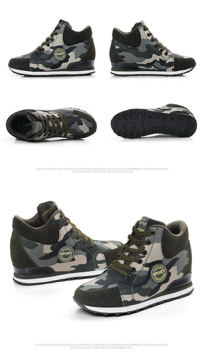 Carauana Women Camouflage 6.5cm Heel Height Increase Casual Shoes Carauana Store