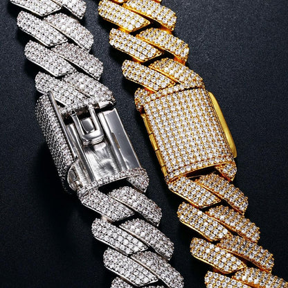 Cubic Zirconia Choker Necklace Bling Hip-Hop Jewelry Crystal Miami Cuban Chain With Box Clasp Carauana Store