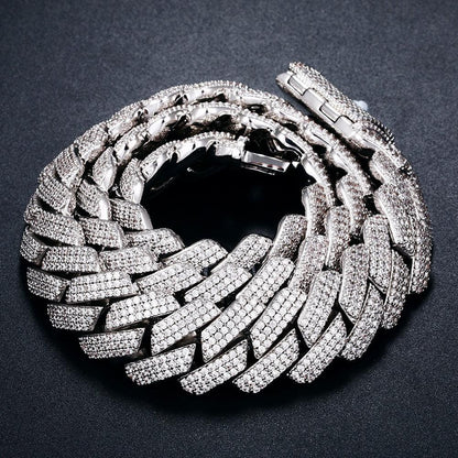 Cubic Zirconia Choker Necklace Bling Hip-Hop Jewelry Crystal Miami Cuban Chain With Box Clasp Carauana Store
