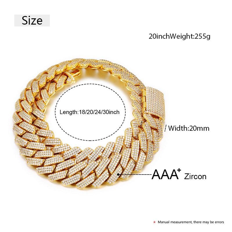 Cubic Zirconia Choker Necklace Bling Hip-Hop Jewelry Crystal Miami Cuban Chain With Box Clasp Carauana Store
