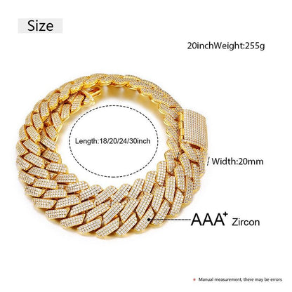 Cubic Zirconia Choker Necklace Bling Hip-Hop Jewelry Crystal Miami Cuban Chain With Box Clasp Carauana Store