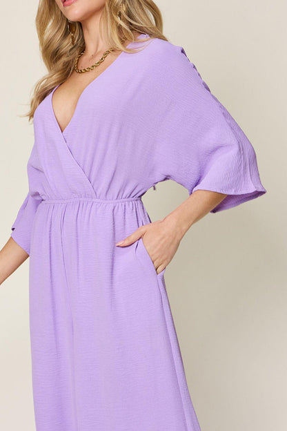 Double Take Full Size Half Sleeve Wide Leg Jumpsuit Carauana Store