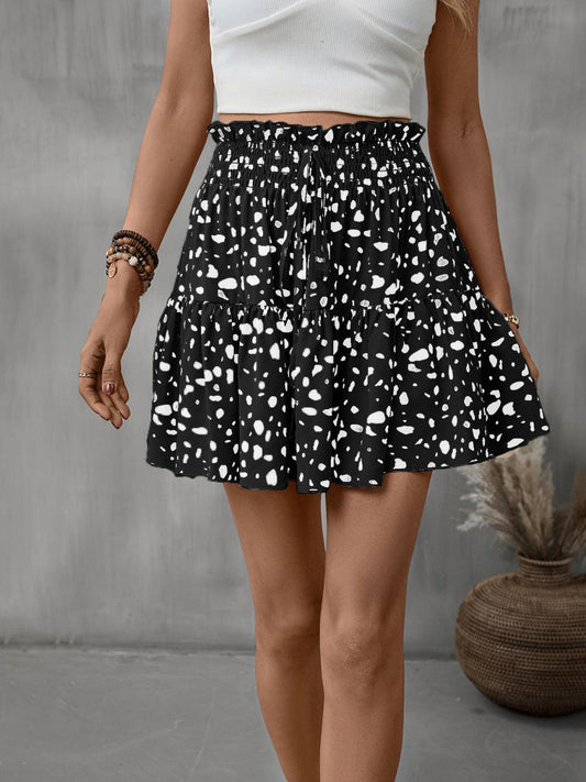 Frill Tied Printed Mini Skirt Carauana Store
