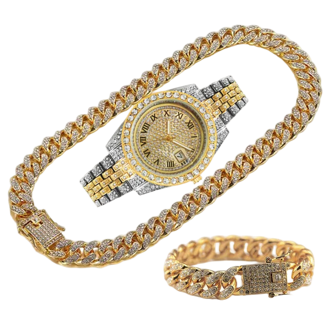 JOJO SCARLT Iced Out Watch Set – 3-Piece Bundle