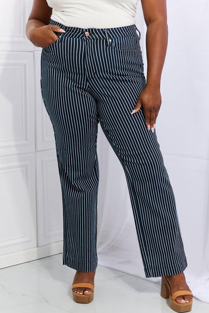 Judy Blue Cassidy Full Size High Waisted Tummy Control Striped Straight Jeans Carauana Store