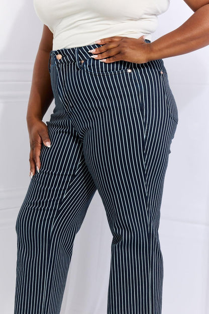 Judy Blue Cassidy Full Size High Waisted Tummy Control Striped Straight Jeans Carauana Store