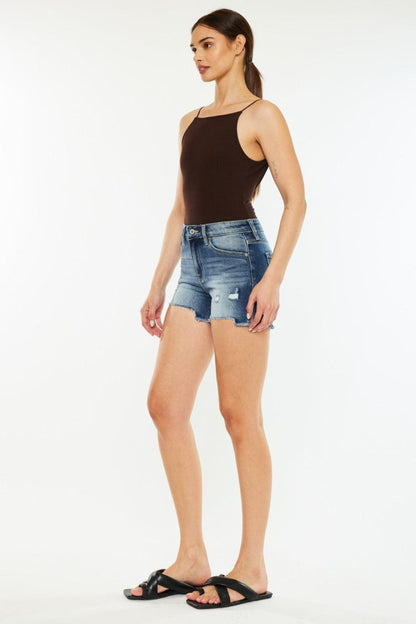 Kancan High Waist Raw Hem Denim Shorts Carauana Store