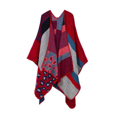 Lattice Women Travel Shawl Imitation Cashmere European National Style Fork Thickened Cloak Ponchos Capes Carauana Store