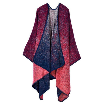 Lattice Women Travel Shawl Imitation Cashmere European National Style Fork Thickened Cloak Ponchos Capes Carauana Store