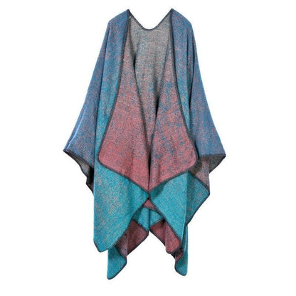 Lattice Women Travel Shawl Imitation Cashmere European National Style Fork Thickened Cloak Ponchos Capes Carauana Store