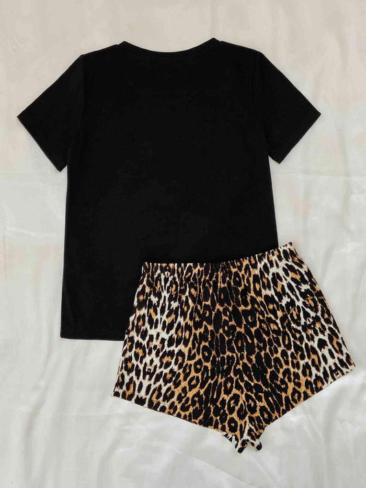 Leopard Lip Graphic Top and Shorts Lounge Set Carauana Store