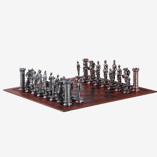 Luxury Chess Metal Theme Leather Board Carauana Store