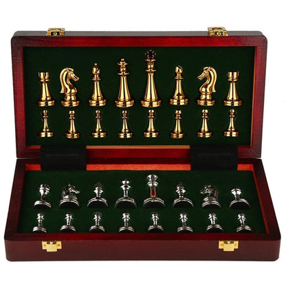 Luxury Metal Chess Pieces Wooden Chess Board Family Board Game Toys Indoor Decoration Carauana Store