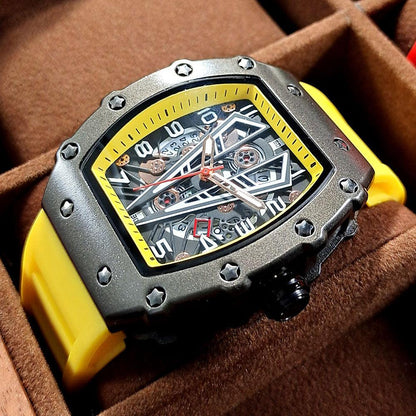 MEGIR Tonneau Dial Sport Watch For Men Fashion Waterproof Quartz Wristwatches Auto Date Luminous Silicone Strap 9006 Carauana Store