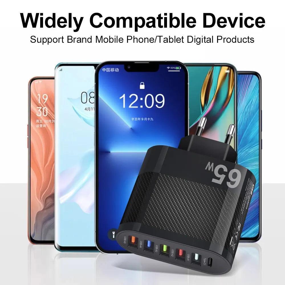 Mobile Phone Charger | Fast Charging | 5USB+Type-C Carauana Store