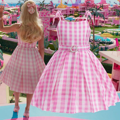 Movie Barbie Cosplay Girls Dress Long Style Lattice Sling Princess Dress For 3-10Years Kids Carauana Store