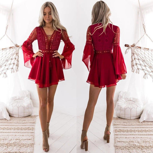 New Dress 2023 Elegant Lace Long Sleeve Cocktail Party Dresses Carauana Store
