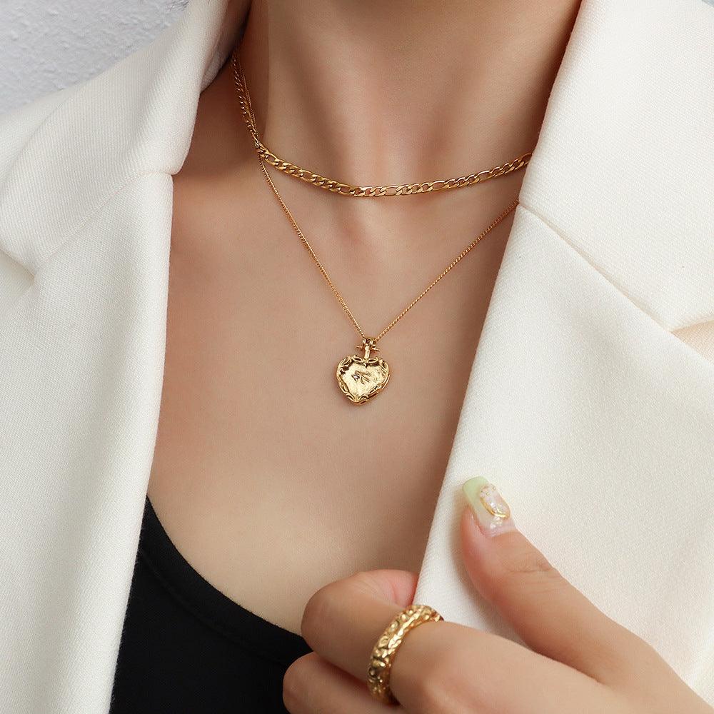 Heart Shape Double-Layered Stainless Steel Necklace Carauana Store