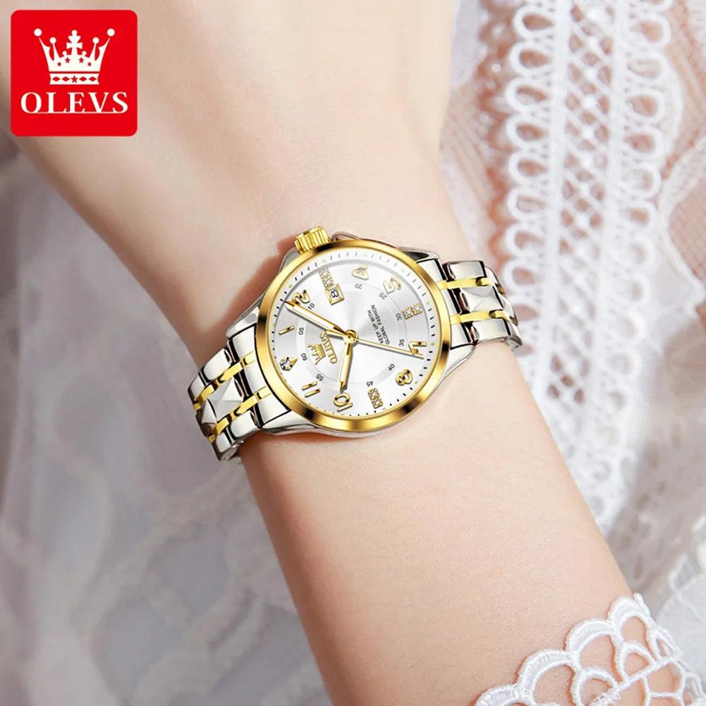 OLEVS 2910 Women's Watch Classics Calendar Waterproof Stainles Steel Ladies Hand Clock Luxury Brand Quartz Watch for Women Carauana Store