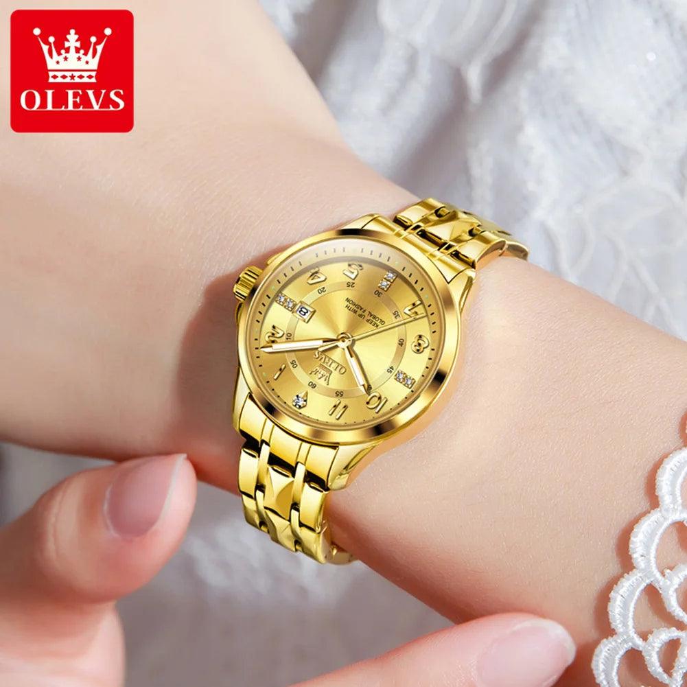 OLEVS 2910 Women's Watch Classics Calendar Waterproof Stainles Steel Ladies Hand Clock Luxury Brand Quartz Watch for Women Carauana Store