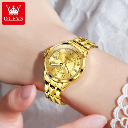 OLEVS 2910 Women's Watch Classics Calendar Waterproof Stainles Steel Ladies Hand Clock Luxury Brand Quartz Watch for Women Carauana Store