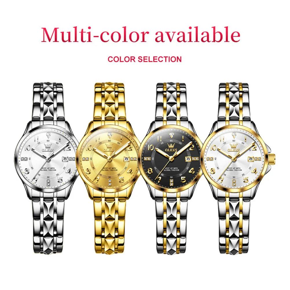 OLEVS 2910 Women's Watch Classics Calendar Waterproof Stainles Steel Ladies Hand Clock Luxury Brand Quartz Watch for Women Carauana Store