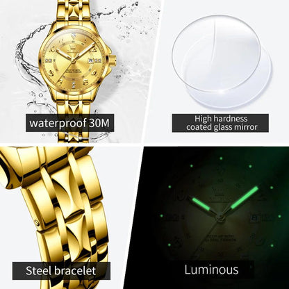 OLEVS 2910 Women's Watch Classics Calendar Waterproof Stainles Steel Ladies Hand Clock Luxury Brand Quartz Watch for Women Carauana Store
