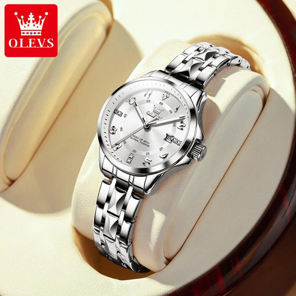 OLEVS 2910 Women's Watch Classics Calendar Waterproof Stainles Steel Ladies Hand Clock Luxury Brand Quartz Watch for Women Carauana Store