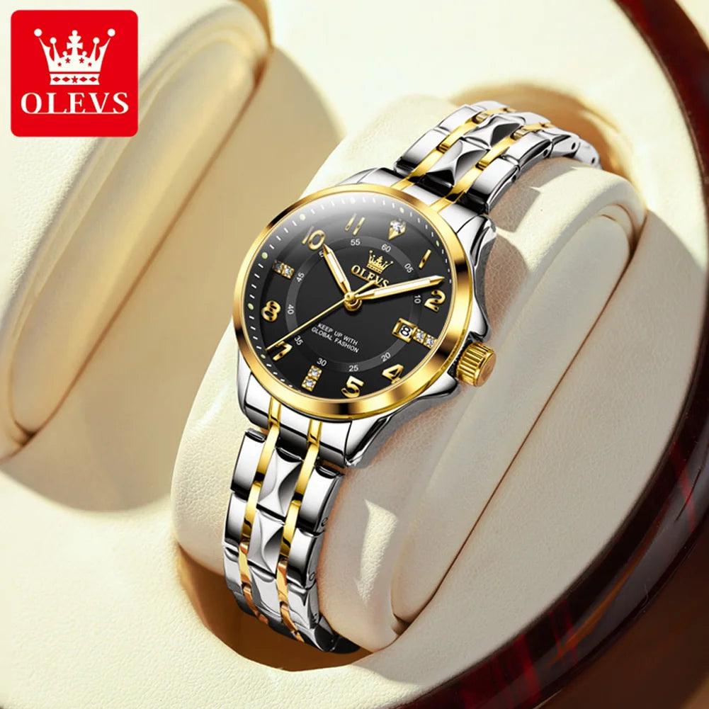 OLEVS 2910 Women's Watch Classics Calendar Waterproof Stainles Steel Ladies Hand Clock Luxury Brand Quartz Watch for Women Carauana Store