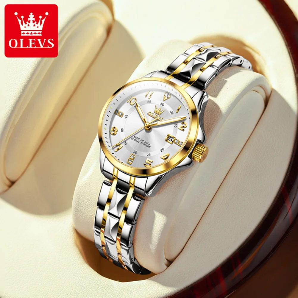 OLEVS 2910 Women's Watch Classics Calendar Waterproof Stainles Steel Ladies Hand Clock Luxury Brand Quartz Watch for Women Carauana Store
