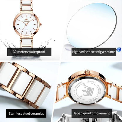 OLEVS 5877 Japan Quartz Women Watch Ceramics Watchstrap Luxury Elegant Ladies Bracelet Watch Watch for Women Relogio Feminino Carauana Store