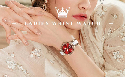 OLEVS Ceramic Band Automatic Self-Wind Watch | Fashionable & Durable with Diver Function and 5Bar Water Resistance Elegant Ladies Watch Set 6631 Carauana Store