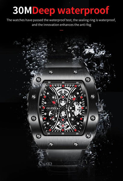 OLEVS Men's Fashion Barrel Shaped Dial Quartz Wristwatch Carauana Store