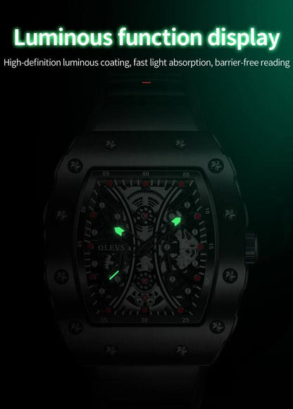 OLEVS Men's Fashion Barrel Shaped Dial Quartz Wristwatch Carauana Store