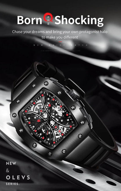 OLEVS Men's Fashion Barrel Shaped Dial Quartz Wristwatch Carauana Store