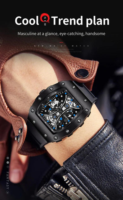 OLEVS Men's Fashion Barrel Shaped Dial Quartz Wristwatch Carauana Store