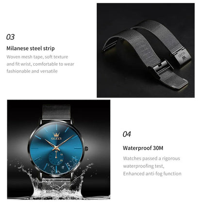 OLEVS Men's Minimalist Ultra-thin Original Quartz Watch Carauana Store