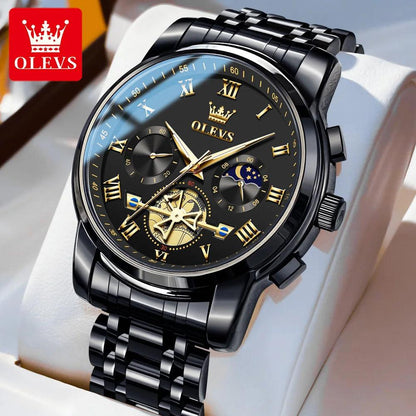 OLEVS Men’s Watch Analog Quartz Movement Business Stainless Steel Waterproof Luminous Chronograph Day Date Male Wrist Watches Carauana Store