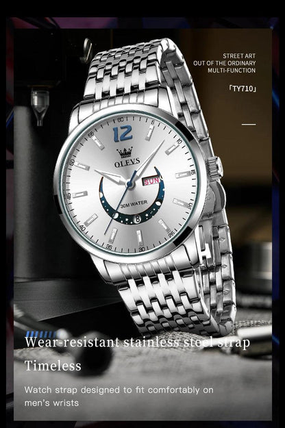 OLEVS Men's Watches Fashion Trend Crescent Shaped Dial Original Quartz Watch Carauana Store