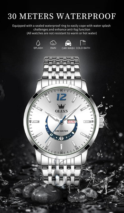 OLEVS Men's Watches Fashion Trend Crescent Shaped Dial Original Quartz Watch Carauana Store