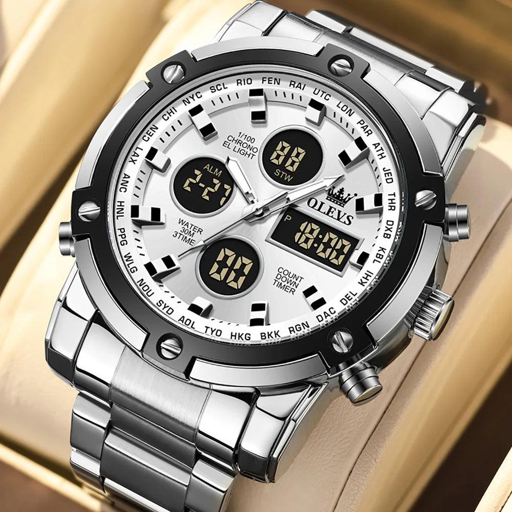 OLEVS Men's Watches Original Multifunctional Wlectronic Watch for Man Waterproof Luminous Alarm Clock Fashion Dress Carauana Store